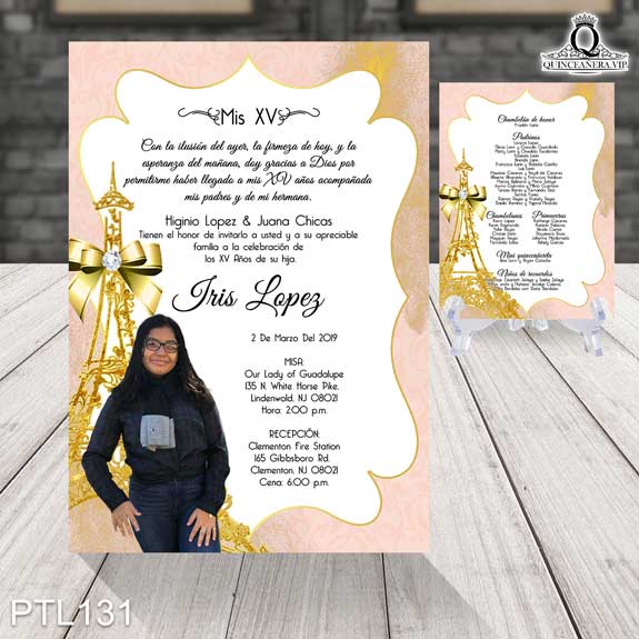 Invitaciones de Quinceañera de Torre de Paris Diamantes PTL131 - PTL131