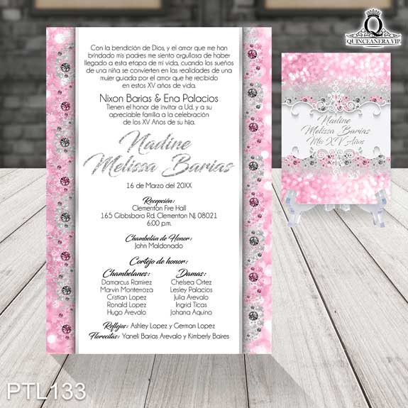 Invitaciones de Quinceañera de Glamurosa dimantes PTL133 - PTL133