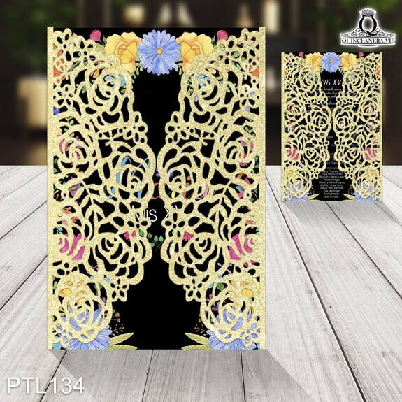 Invitaciones de Quinceañera de Flores Colores Mexicanos PTL134 - PTL134