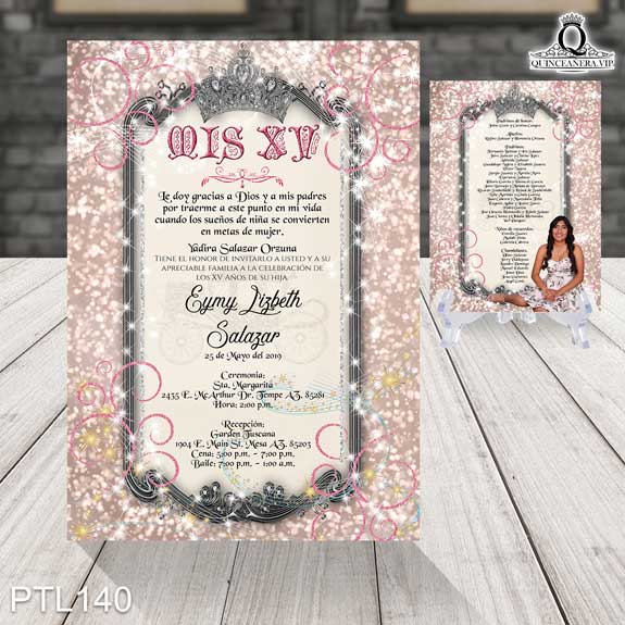Invitaciones de Quinceañera de Realeza Coronas  PTL140 - PTL140