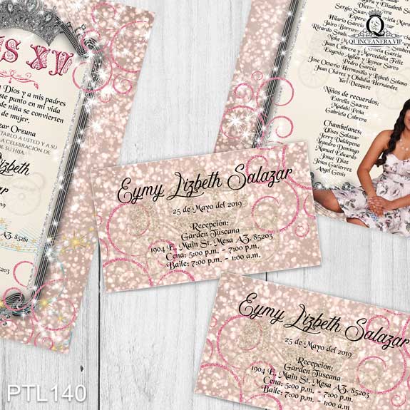 Invitaciones de Quinceañera de Realeza Coronas  PTL140 - PTL140