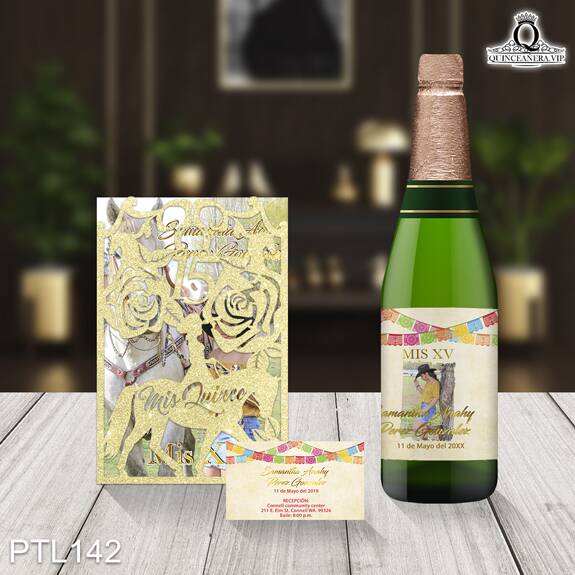 Invitaciones de Quinceañera de Vaqueras papel picado PTL142 - PTL142