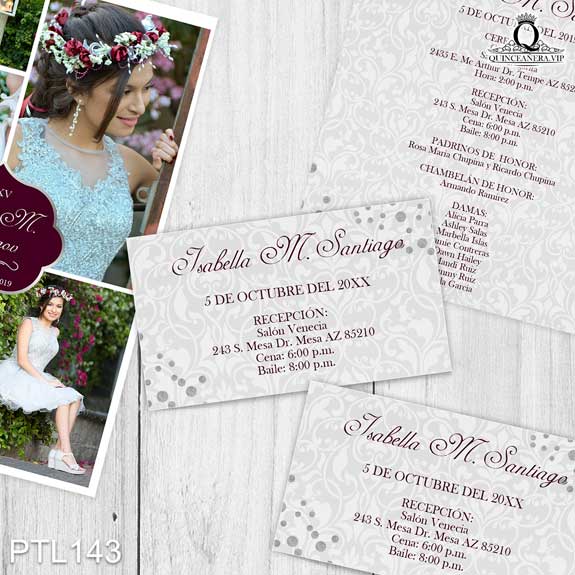Invitaciones de Quinceañera de Glamurosa diamantes PTL143 - PTL143