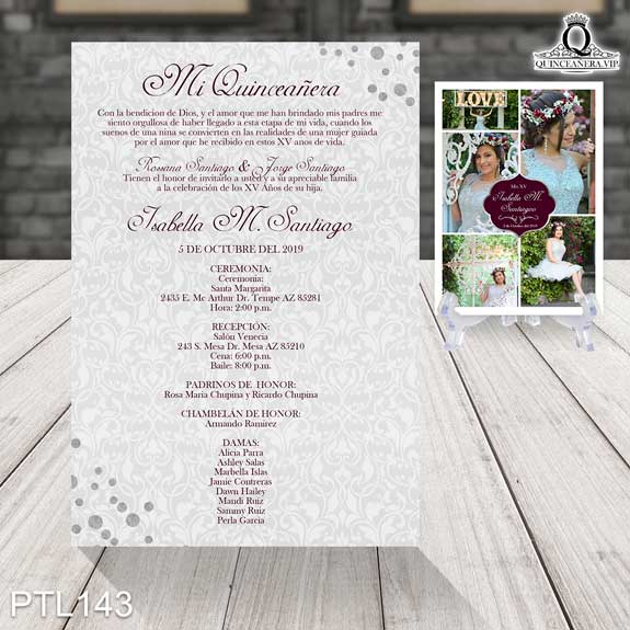 Invitaciones de Quinceañera de Glamurosa diamantes PTL143 - PTL143