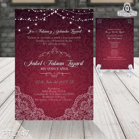 Invitaciones de Quinceañera de Vintage damask PTL147 - PTL147