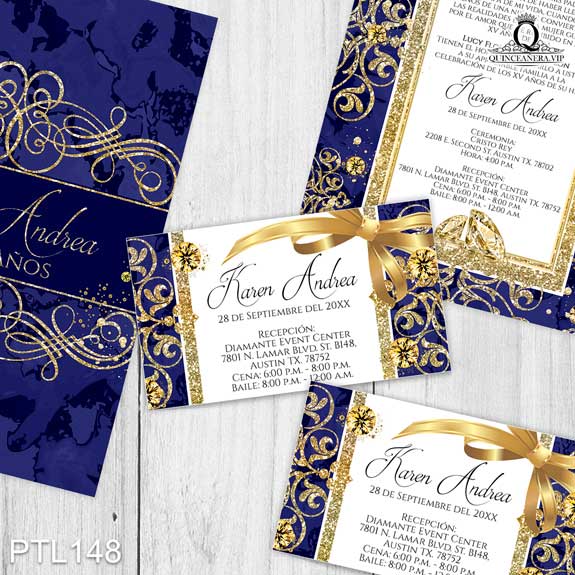Invitaciones de Quinceañera de Glamurosa glitter PTL148 - PTL148