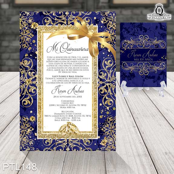 Invitaciones de Quinceañera de Glamurosa glitter PTL148 - PTL148