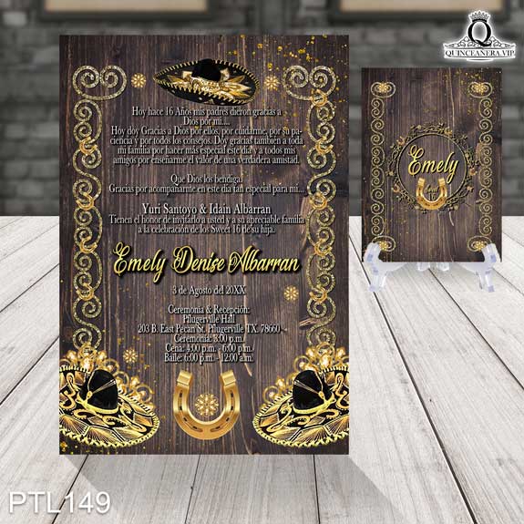 Invitaciones de Quinceañera de Charra Herradura PTL149 - PTL149