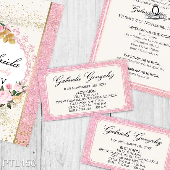 Invitaciones de Quinceañera de Glamurosa rosas PTL150 - PTL150
