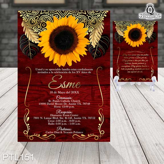 Invitaciones de Quinceañera de Flores girasoles PTL151 - PTL151