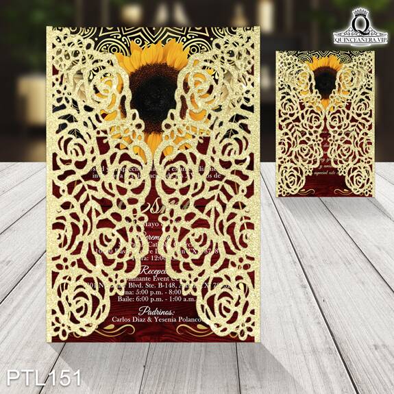Invitaciones de Quinceañera de Flores girasoles PTL151 - PTL151