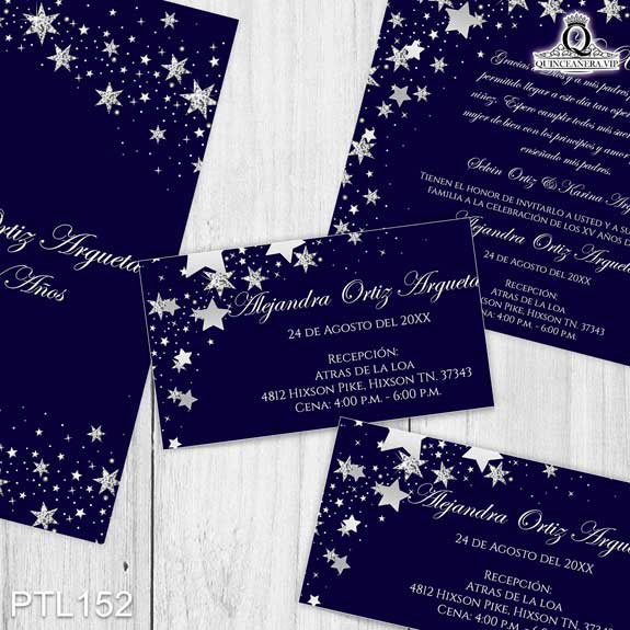 Invitaciones de Quinceañera de Celestial estrellas PTL152 - PTL152