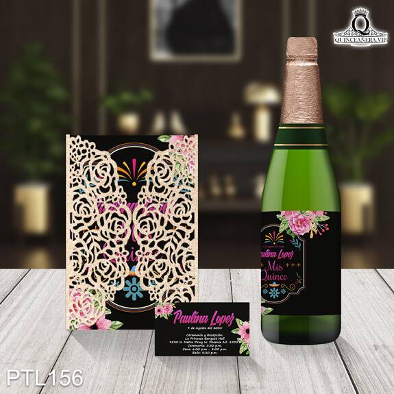 Invitaciones de Quinceañera Estilo Mexicano y Flores PTL156 - PTL156