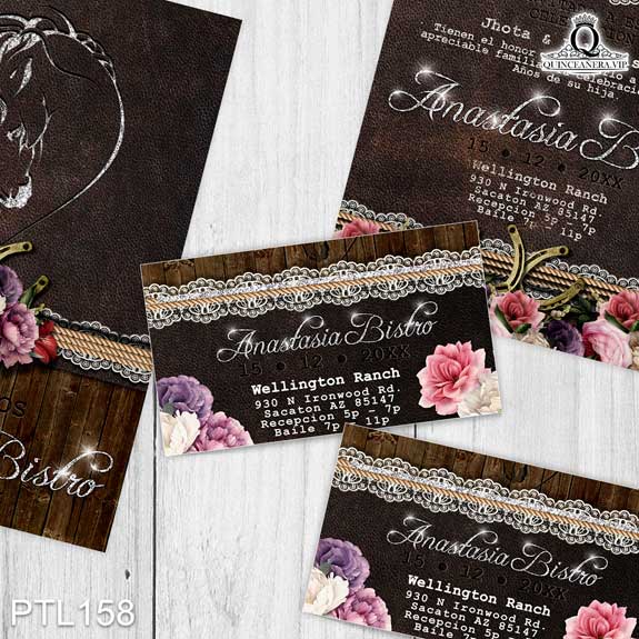 Invitaciones de Quinceañera de Vaqueras herraduras PTL158 - PTL158