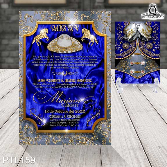Invitaciones de Quinceañera de Vestido Charro PTL159 - PTL159