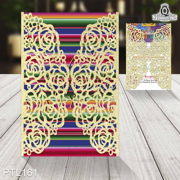 Invitaciones de Quinceañera de Zarape y papel picado PTL161 - PTL161