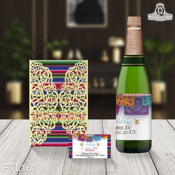 Invitaciones de Quinceañera de Zarape y papel picado PTL161 - PTL161