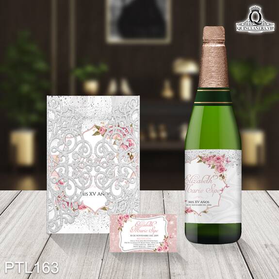 Invitaciones de Quinceañera de Flores Brillantina PTL163 - PTL163