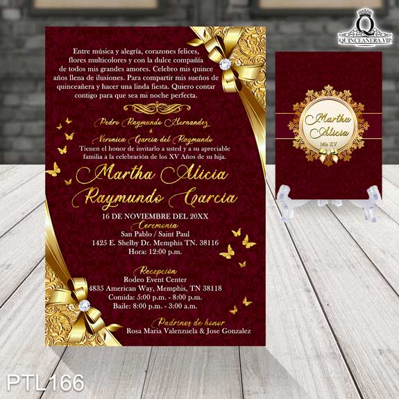 Invitaciones de Quinceañera de Glamurosa mariposas PTL166 - PTL166