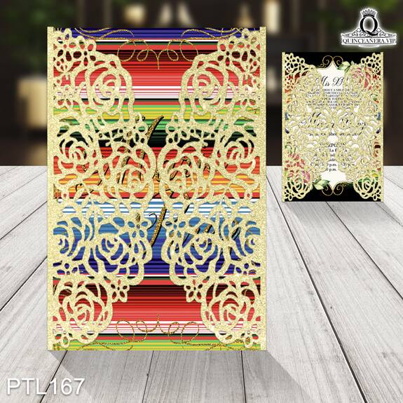 Invitaciones de Quinceañera de Fiesta Mexicana zarape PTL167 - PTL167