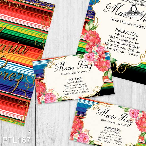 Invitaciones de Quinceañera de Fiesta Mexicana zarape PTL167 - PTL167