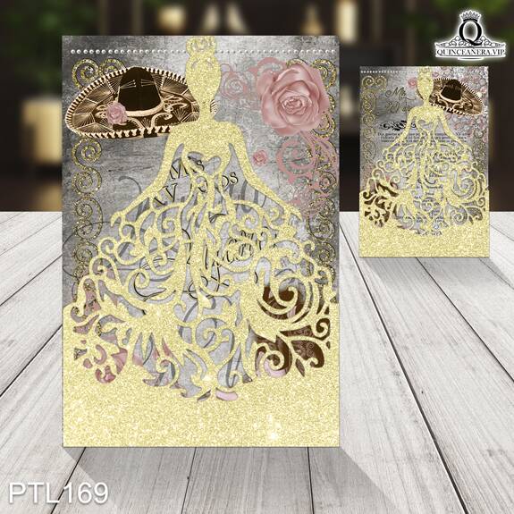 Invitaciones de Quinceañera de Charro Botas y Sombrero PTL169 - PTL169