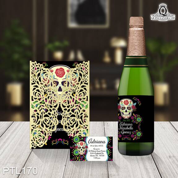 Invitaciones de Quinceañera de Fiesta Mexicana calavera PTL170 - PTL170