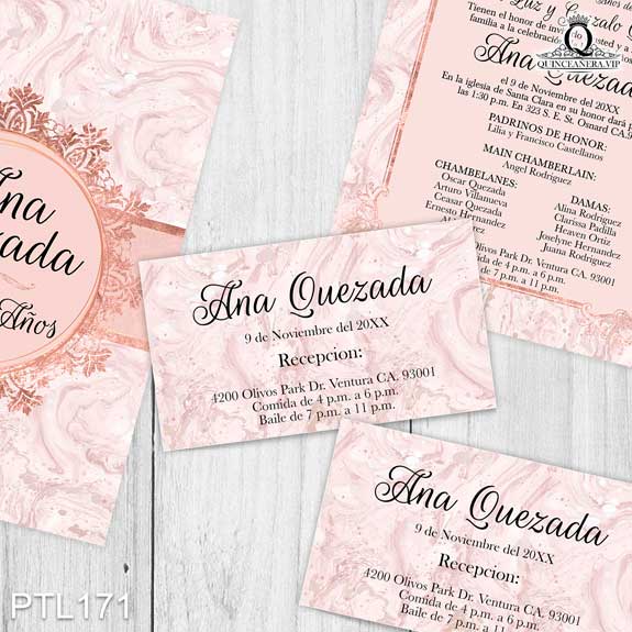 Invitaciones de Quinceañera de Glamurosa mármol PTL171 - PTL171