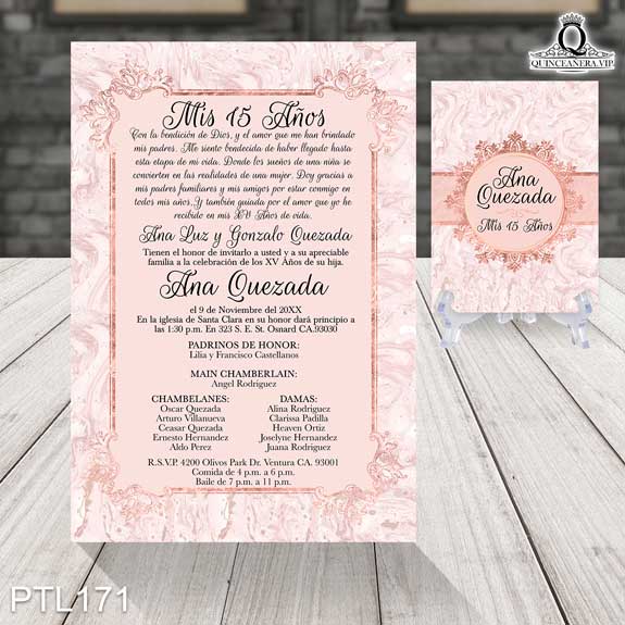Invitaciones de Quinceañera de Glamurosa mármol PTL171 - PTL171
