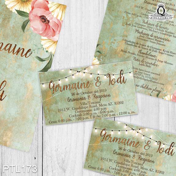 Invitaciones de Quinceañera de Vintage flores PTL173 - PTL173