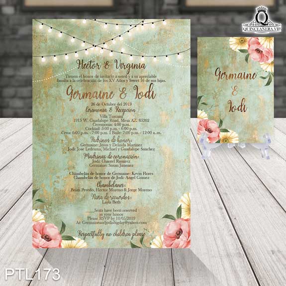 Invitaciones de Quinceañera de Vintage flores PTL173 - PTL173