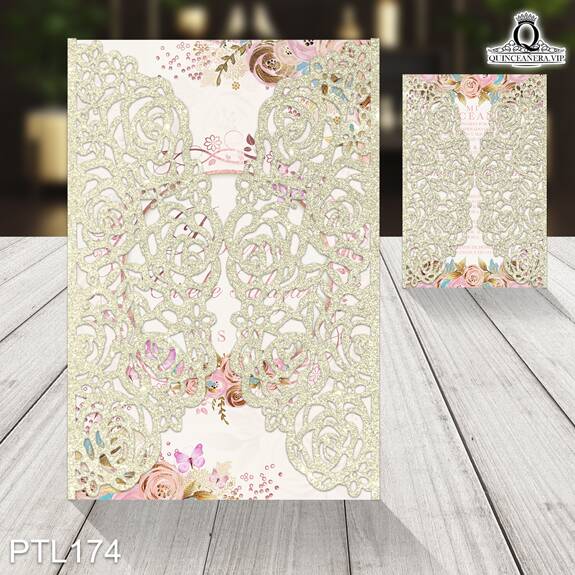 Invitaciones de Quinceañera de Flores mariposas PTL174 - PTL174