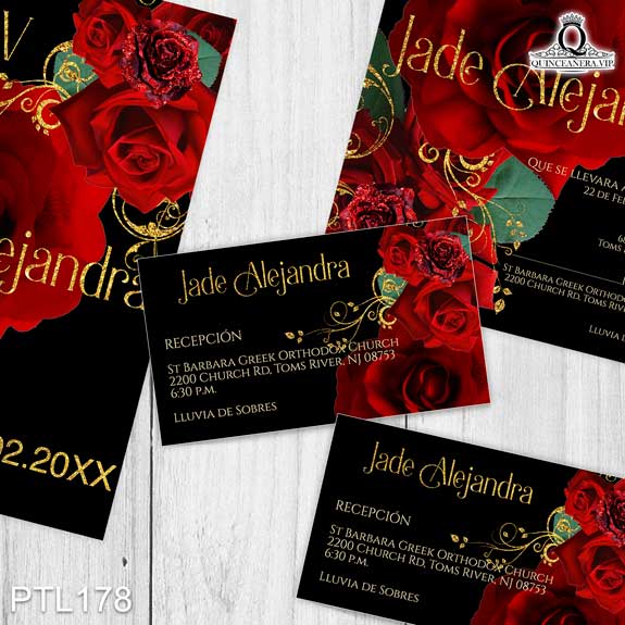 Invitaciones de Quinceañera de Flores rosas PTL178 - PTL178