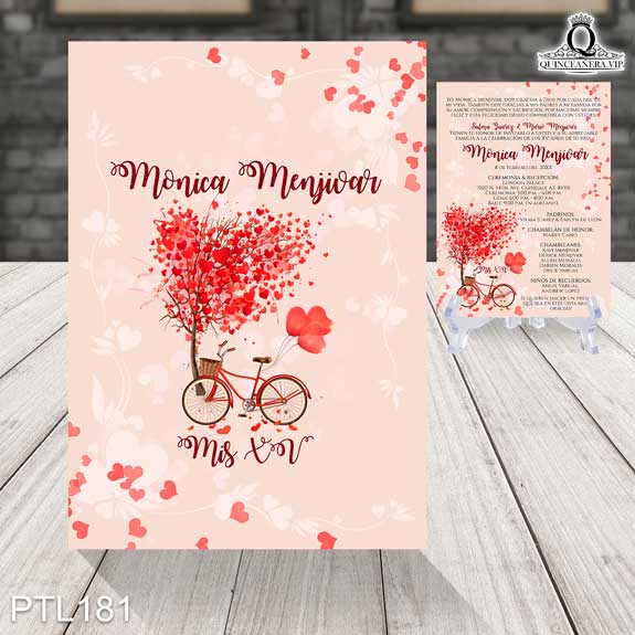 Invitaciones de Quinceañera de Paris corazones PTL181 - PTL181