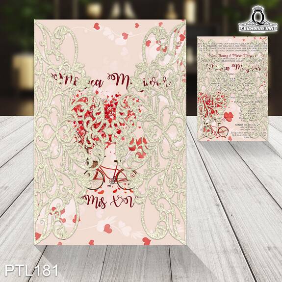 Invitaciones de Quinceañera de Paris corazones PTL181 - PTL181