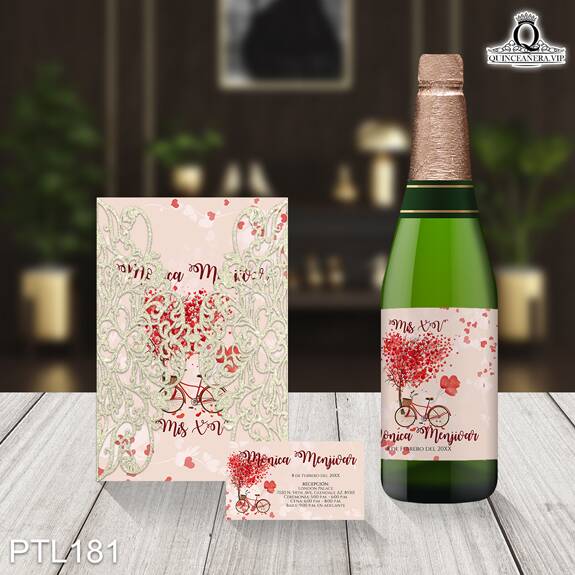 Invitaciones de Quinceañera de Paris corazones PTL181 - PTL181