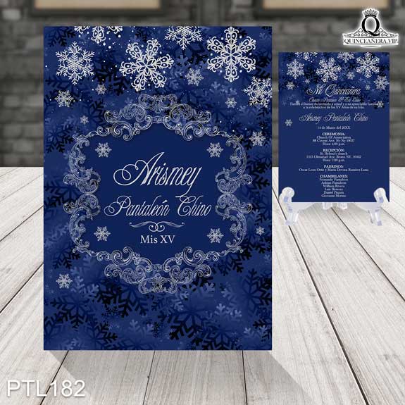 Invitaciones de Quinceañera de Copos de Nieve Emblema PTL182 - PTL182