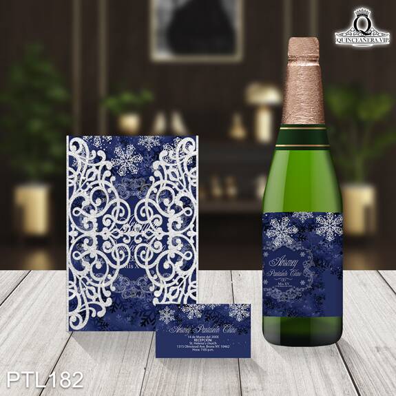 Invitaciones de Quinceañera de Copos de Nieve Emblema PTL182 - PTL182