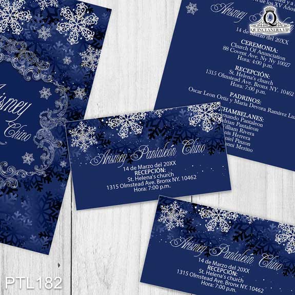 Invitaciones de Quinceañera de Copos de Nieve Emblema PTL182 - PTL182