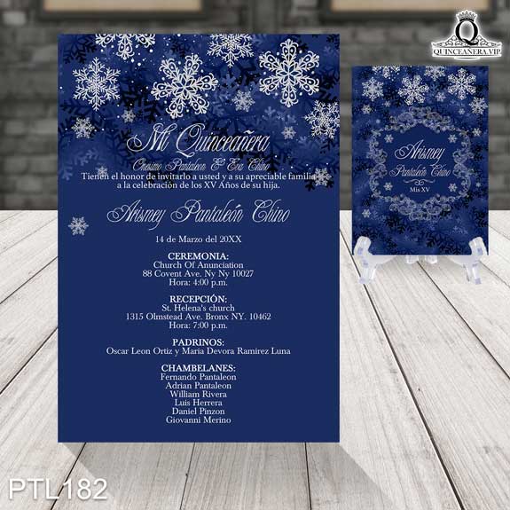 Invitaciones de Quinceañera de Copos de Nieve Emblema PTL182 - PTL182