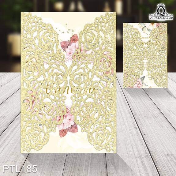 Invitaciones de Quinceañera de Flores Rosas Diamante PTL185 - PTL185