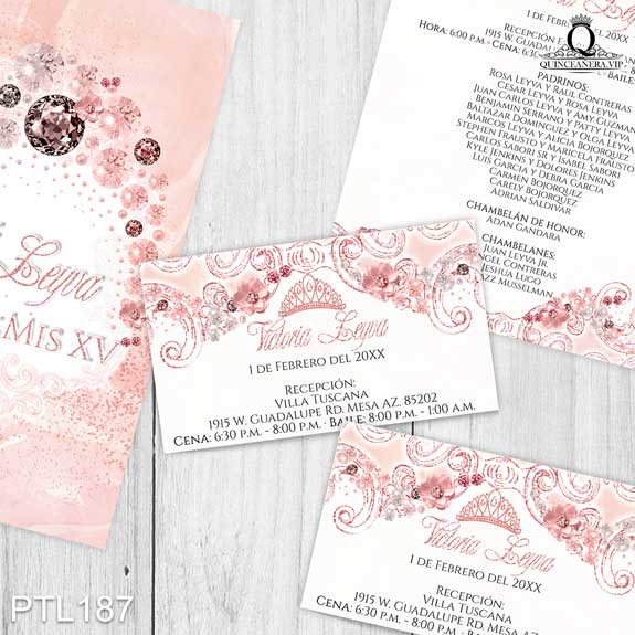 Invitaciones de Quinceañera de Glamurosa Flores PTL187 - PTL187