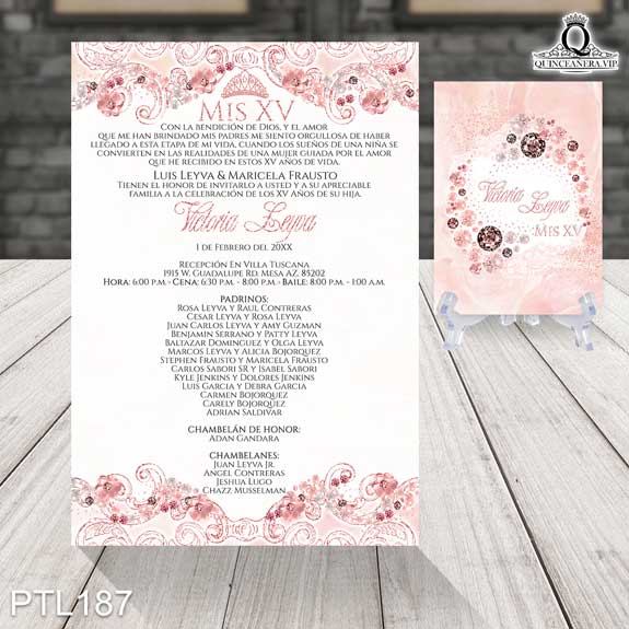 Invitaciones de Quinceañera de Glamurosa Flores PTL187 - PTL187