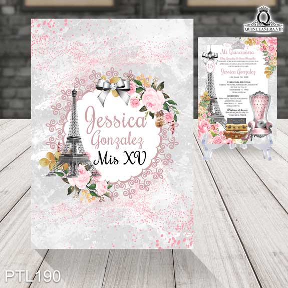 Invitaciones de Quinceañera de París Torre Eiffel PTL190 - PTL190