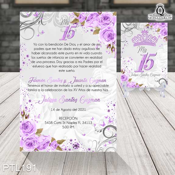Invitaciones de Quinceañera de Coronas Diamantes PTL191 - PTL191