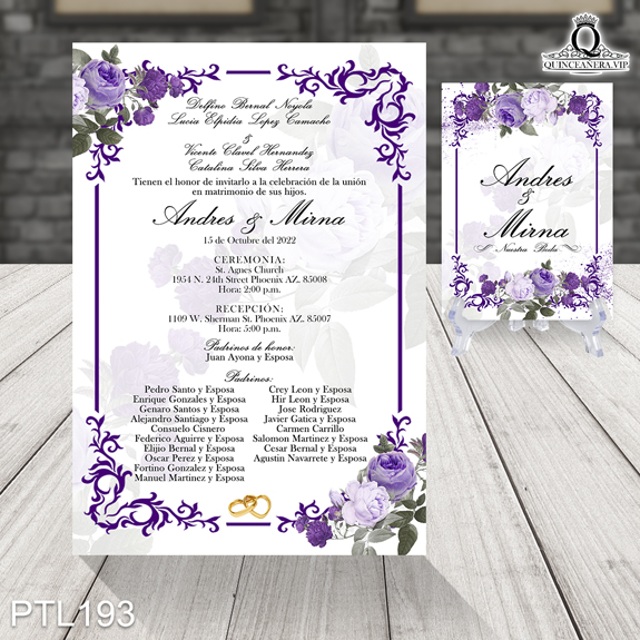 Invitaciones de Quinceañera de Flores poenia PTL193 - PTL193