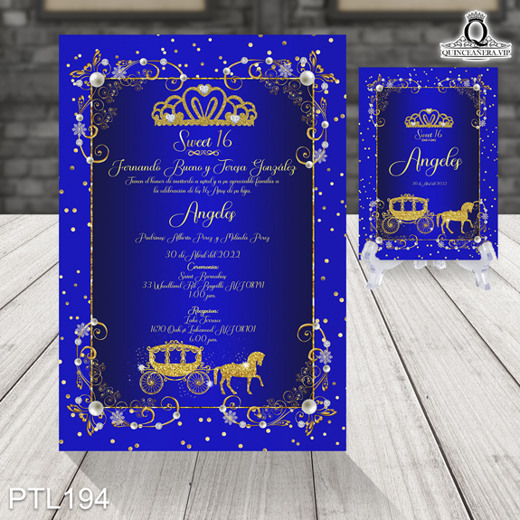 Invitaciones de Quinceañera de Realeza carruaje PTL194 - PTL194