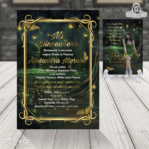 Invitación de 15 Años bosque Encantado Luciérnagas PTL196