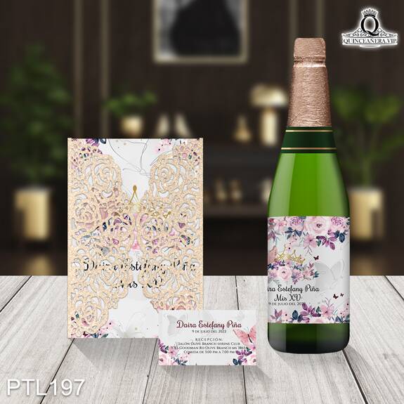 Invitaciones de Quinceañera de Mariposas Coronas PTL197 - PTL197