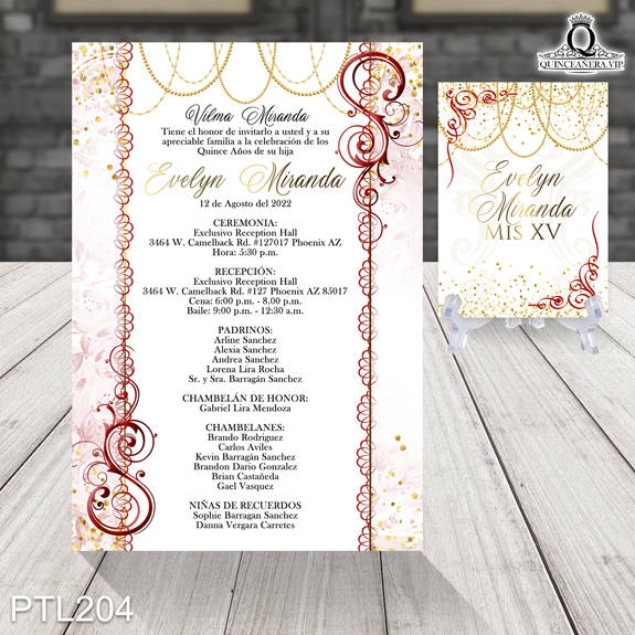 Invitaciones de Quinceañera de Glamurosa joyas PTL204 - PTL204